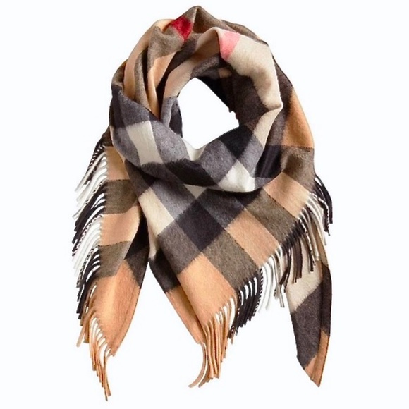Burberry Cashmere Giant Check Triangle Bandana Scarf / Wrap - Picture 9 of 16